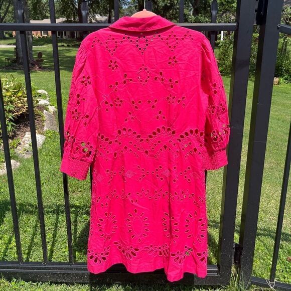 Anthropologie Eyelet Long Sleeve Embroidered Button-Down Mini Dress NWT - Picture 12 of 15